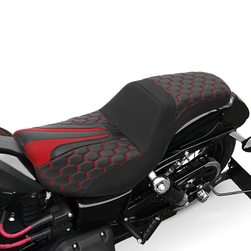 Harley Dyna Street Fat Bob Black Red Driver & Passenger Seat (06-17)