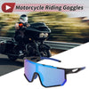 Motorcycle Riding Goggles Blue Lens Black Frame Cycling Sunglasses PC UV400