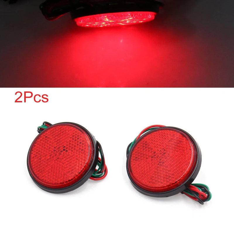 Motorcycle Scooter 2 x Red LED Round Reflector Tail Brake Turn Signal Light