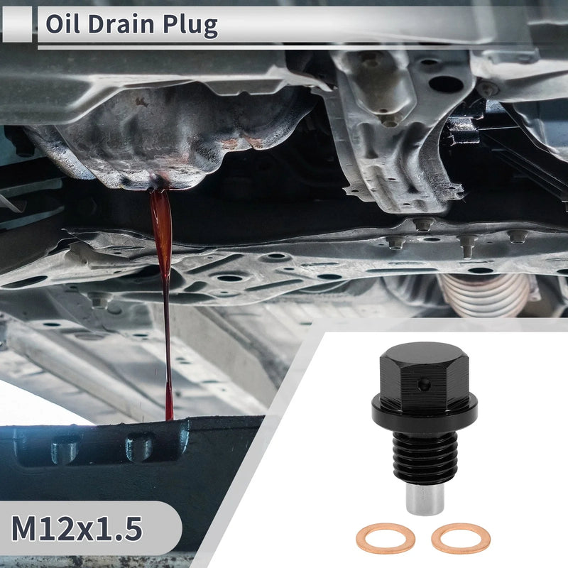 Car Motorcycle Boat 1 x M12x1.5 Engine Oil Drain Plug with Gasket Black