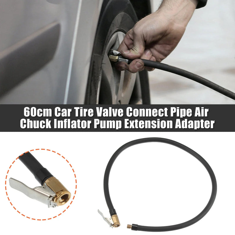 Car Motorcycle Tire Inflator Pump Hose with Locking Air Chuck / 60cm 23.62" /