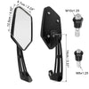 Universal Black Set 360 Degree Rearview Mirrors 8mm 10mm