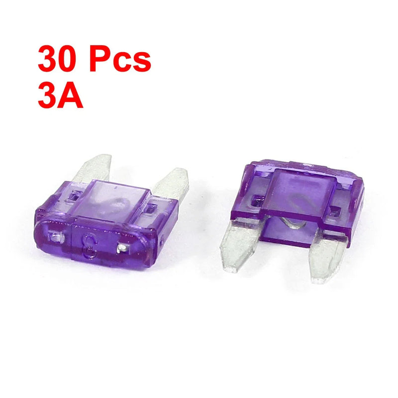 30 Pcs ATC ATO Mini Blade Fuse Purple 3A