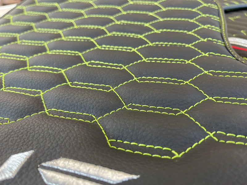 Lamborghini URUS 2018-2024 Black with Green Stitching Leather Floor Mats