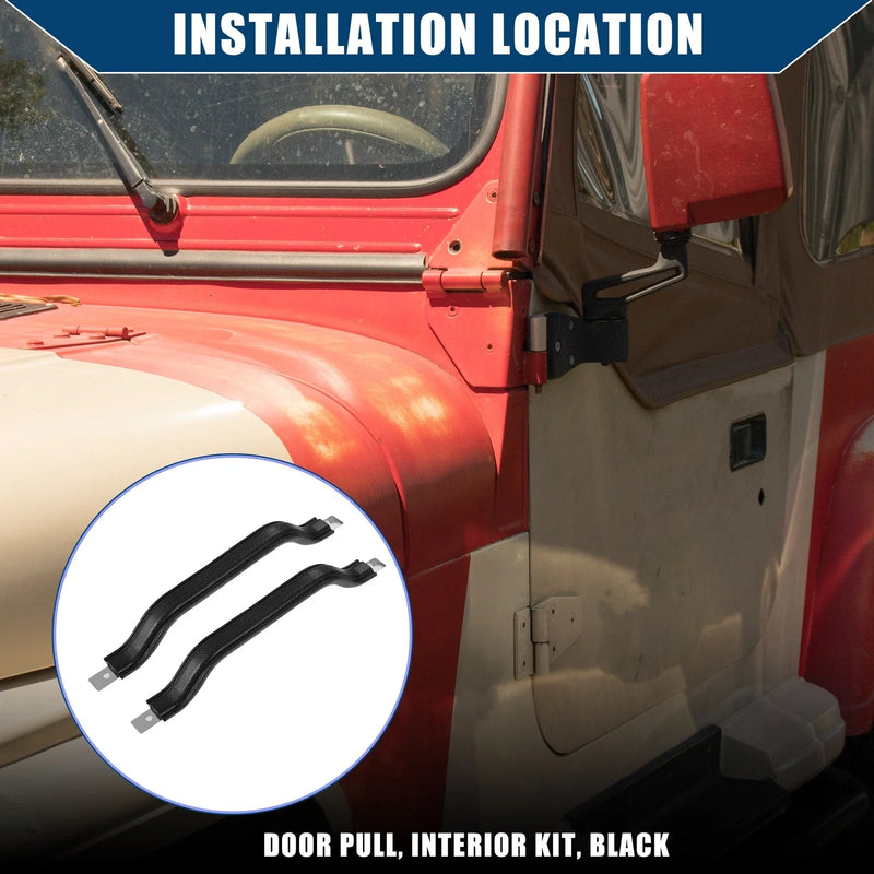 Jeep Wrangler Front Left Right Side Interior Door Handle Pull Strap Kit (2007-2018)