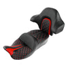 Harley Street Glide Black Red Driver Passenger Seat Backrest Pad (2014-23)