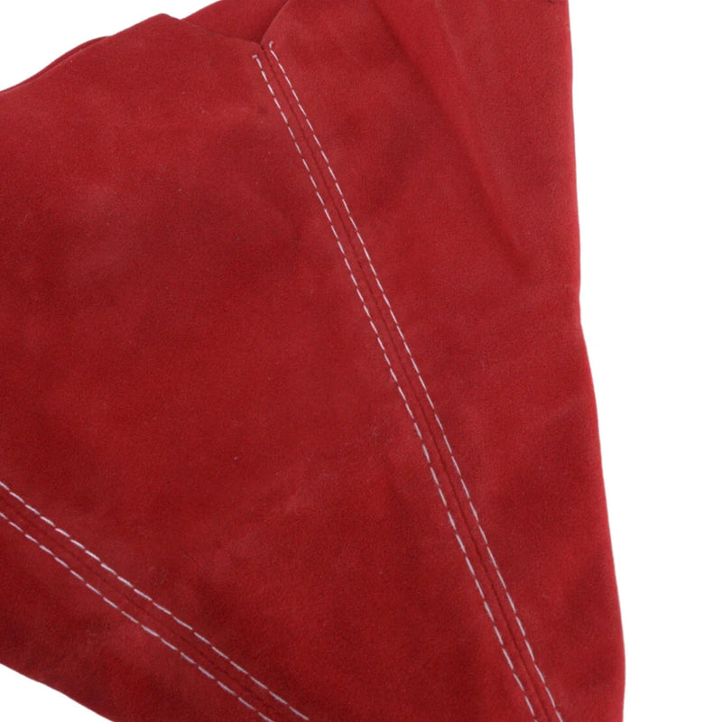 Car Universal White Stitch Red Suede Leather Shift Knob Boot Cover