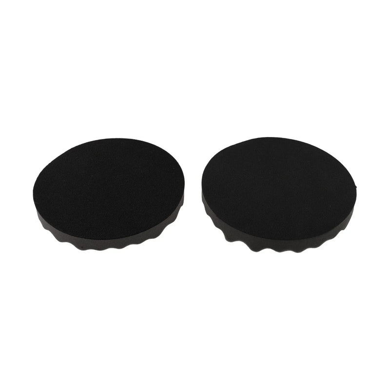 2 x Black Round Foam Compounding Polishing Pad Single Sided Flat Back