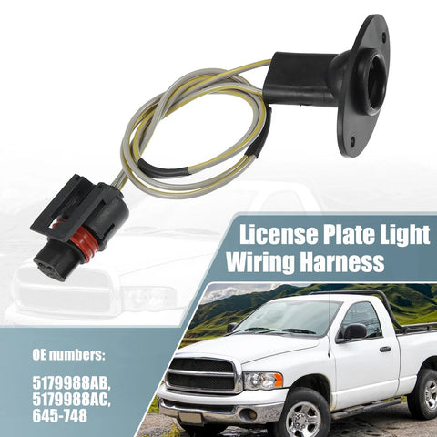 Dodge Ram 1500 2 x License Plate Light Wiring Harness Socket (2009-2018)