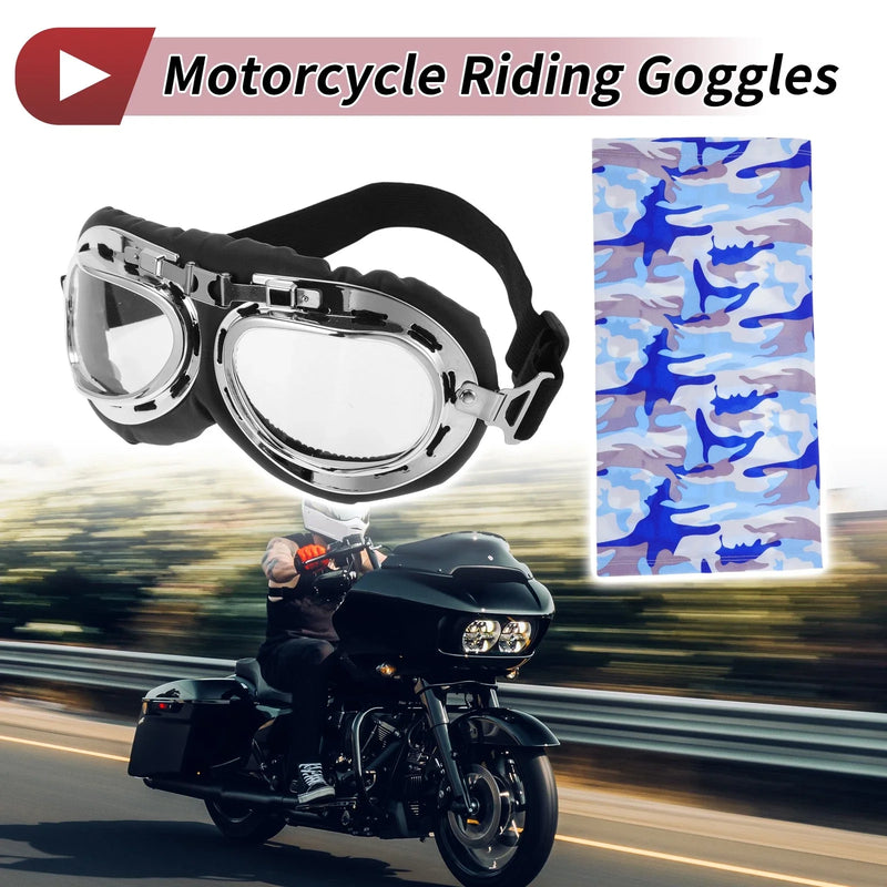 Motorcycle Riding Goggles Transparent Lens Black Frame Cycling Sunglasses