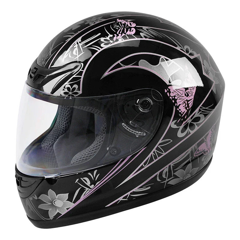 DOT S-XXL Adult Pink Black Butterfly Full Face Motorcycle Helmet