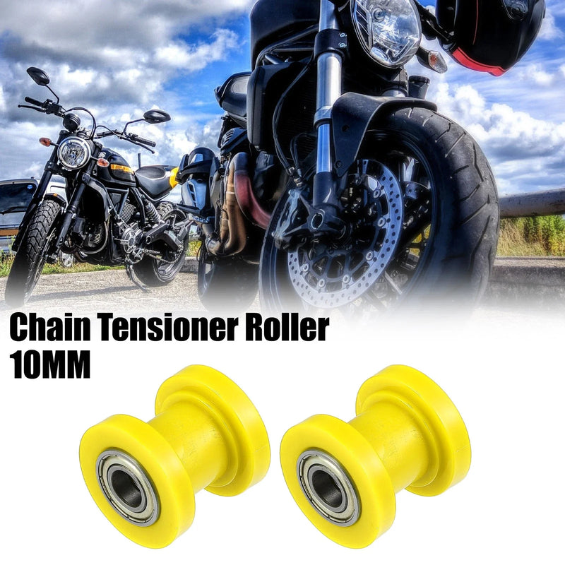 Motorcycle 2 x 10mm Drive Chain Pulley Chain Tensioner Rubber Wheel