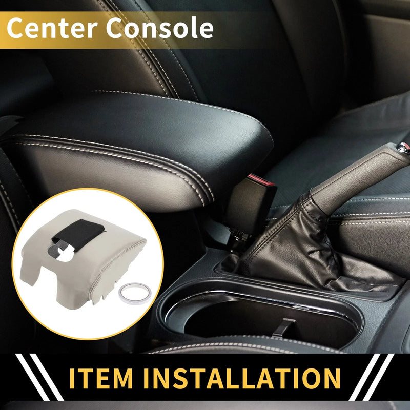 GMC Sierra 1500 Console Lid Armrest Cover Microfiber Leather Grey