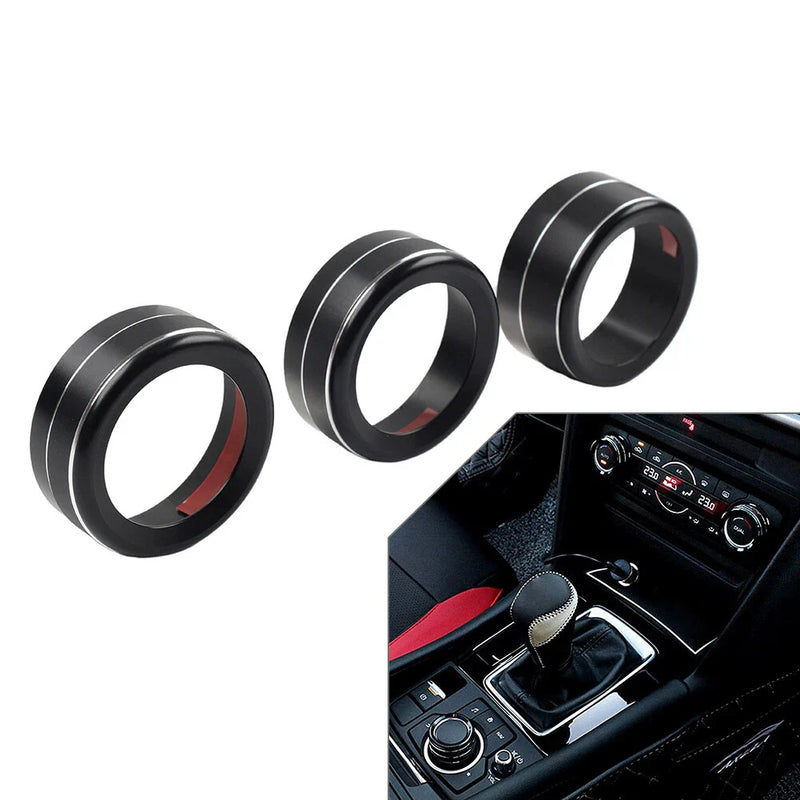 Mazda 3, CX-5 Black AC Climate Control Knob Ring Covers (2014-2019)