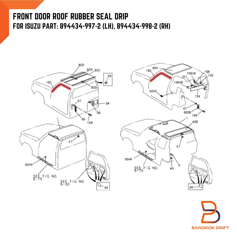 Holden Rodeo TF Front Door Weatherstrip Rubber Seal (1988-2003)