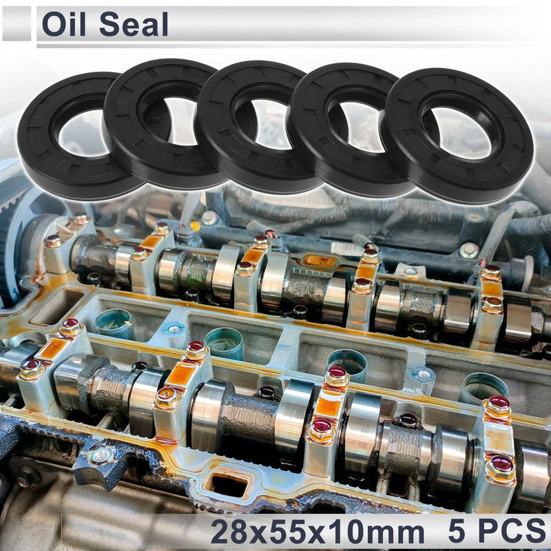 Oil Seal / 28x55x10mm / Rotary Shaft Seal TC Ring Nitrile Rubber Black 5 Pcs