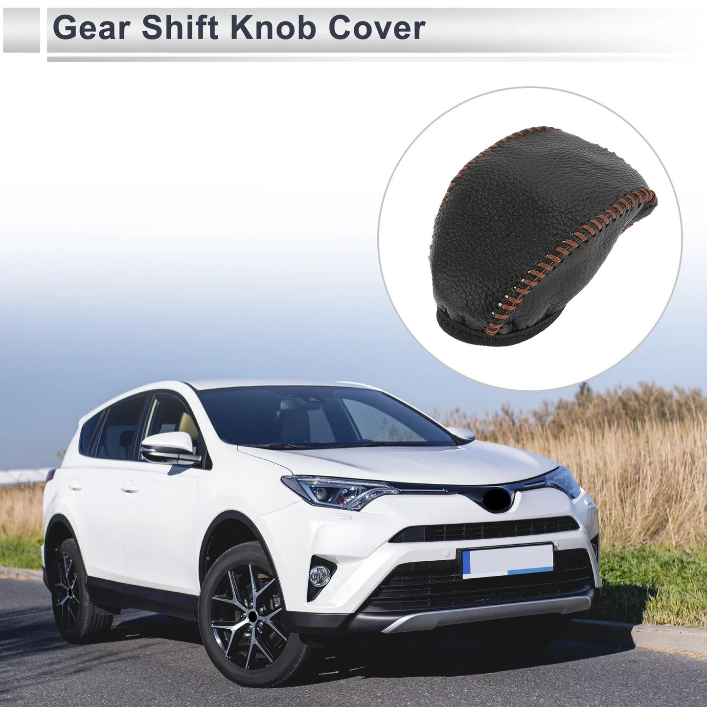 Car Gear Shift Knob Cover for Toyota RAV4 2019-2024 - 1 x Pebbled Black Brown