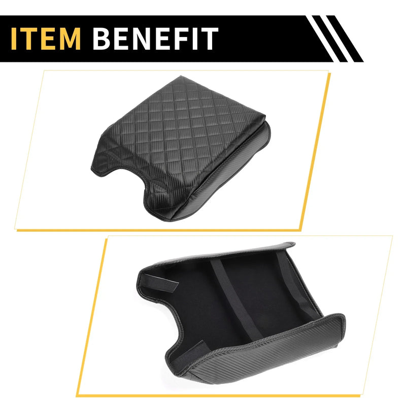 Ford - Microfiber Leather Carbon Fiber Black Console Lid Armrest Cover