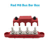 1x Red/Black M8/M10 DC 48V Power Distribution Box Terminal Block