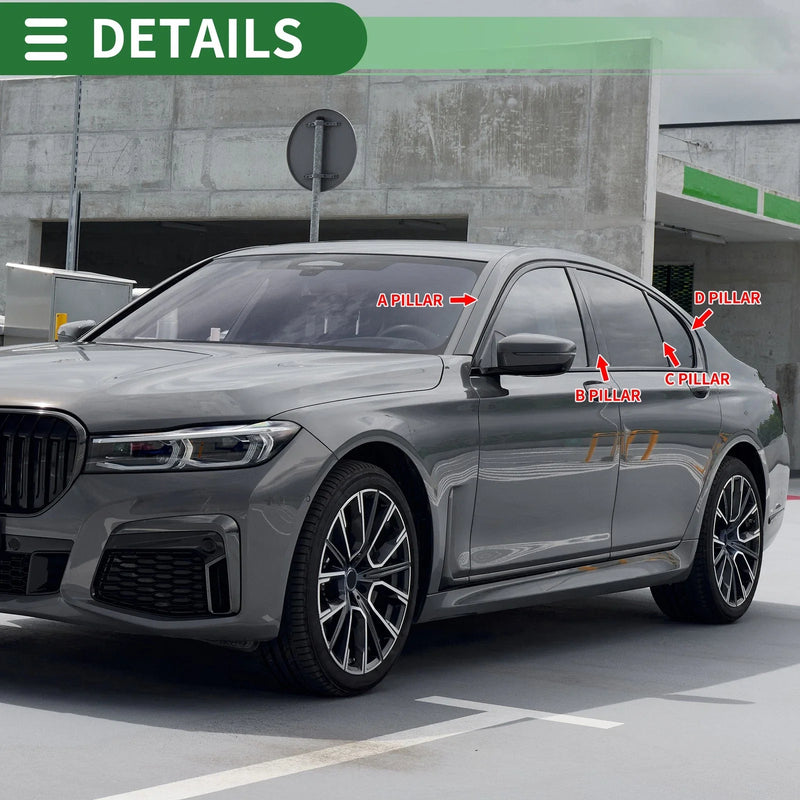 BMW X6 Carbon Fiber Pattern Black 8x Door Pillar Window Trim (2020 - 2024)