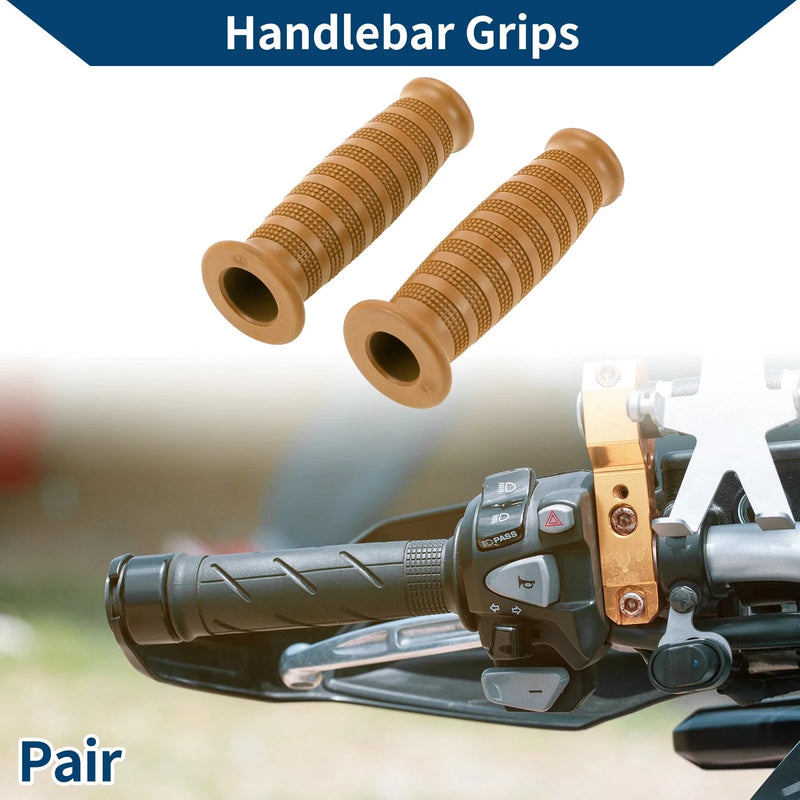 7/8" 22mm Motorcycle Hand Grips Rubber Light Brown, 1 pair