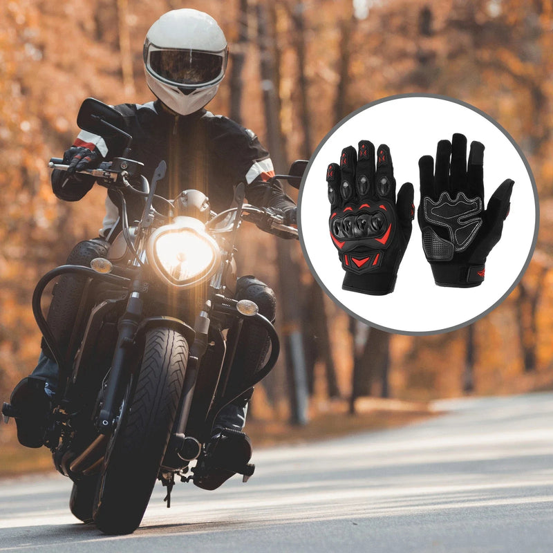 1 x Pair Motorcycle Gloves Breathable Cycling XXL Black Red Polar Fleece