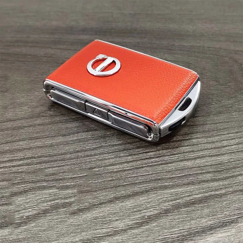 Volvo XC90 XC60 S90 V90 Leather Alloy Key Fob Case Cover Remote Keychain