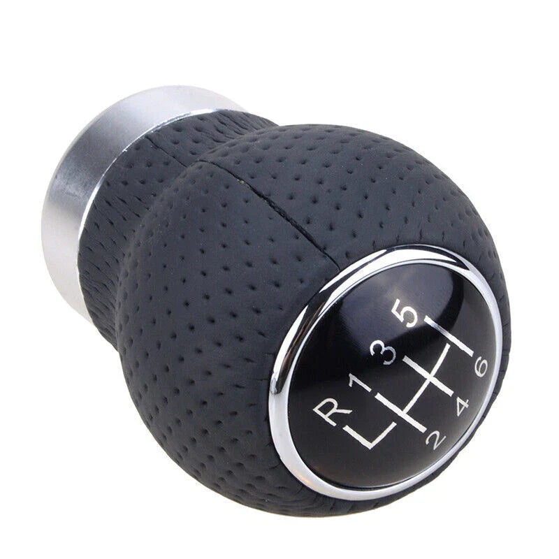 Universal Cars - Black Leather 6 Speed Gear Shift Knob