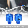 Motorcycle 2 x M8x1.25 Motorcycle Mirror Hole Plugs Screws Aluminum Blue