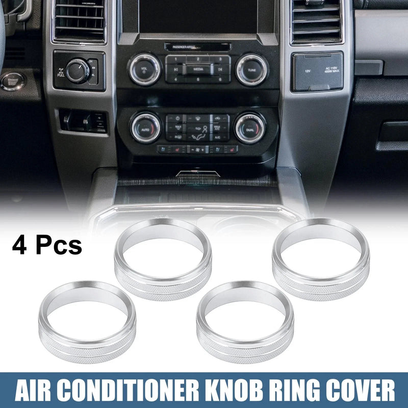 Ford F150 XLT (2015-2019) Silver Tone 4 x Air Conditioner Knob Ring Covers