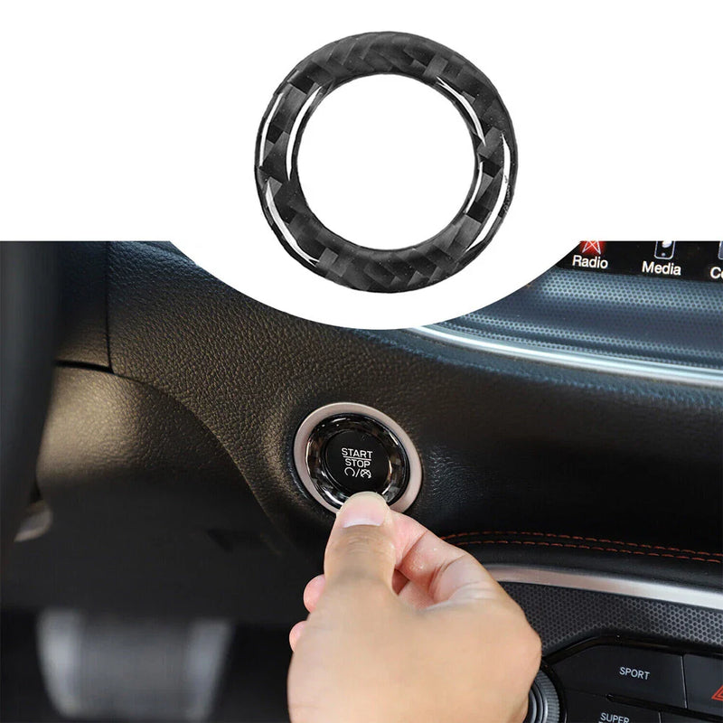 Dodge Challenger Carbon Fiber Engine Start Push Interior Ring Trim (2015-2020)