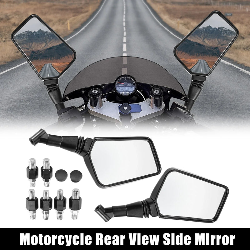 Universal 1 Set Glass Rearview Mirror with 8mm 10mm Screws Universal Black