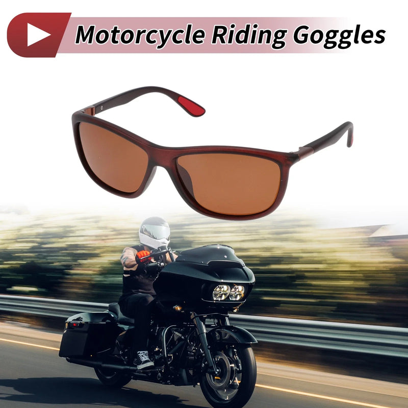 Motorcycle Riding Goggles Brown Lens Black Frame Tri-acetel Cellulose
