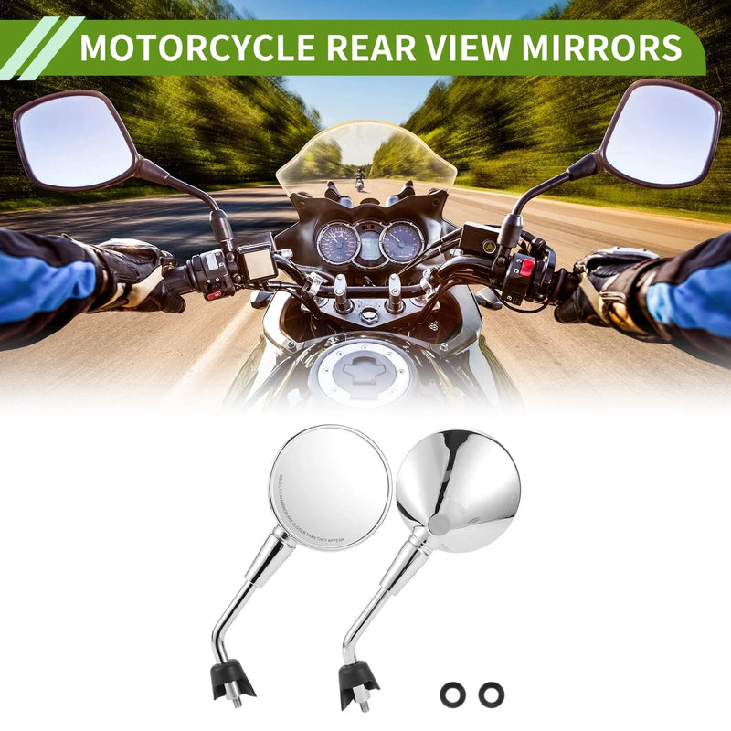 M8 M8 Rear View Mirrors Round Shape Chrome Silver Tone Iron Plastic