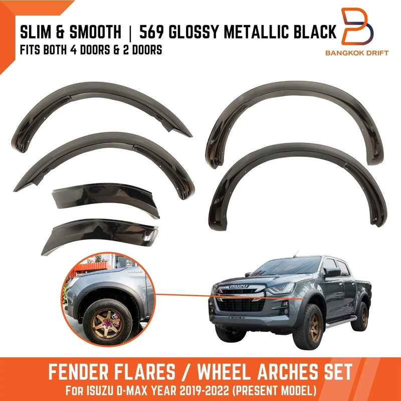 Isuzu D-Max Dmax 3" Slim Fender Flare Arch Gloss Black (2020-2023)