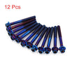 Motorcycle 12Pcs Titanium Alloy Motorcycle Hex Bolts M6x55mm