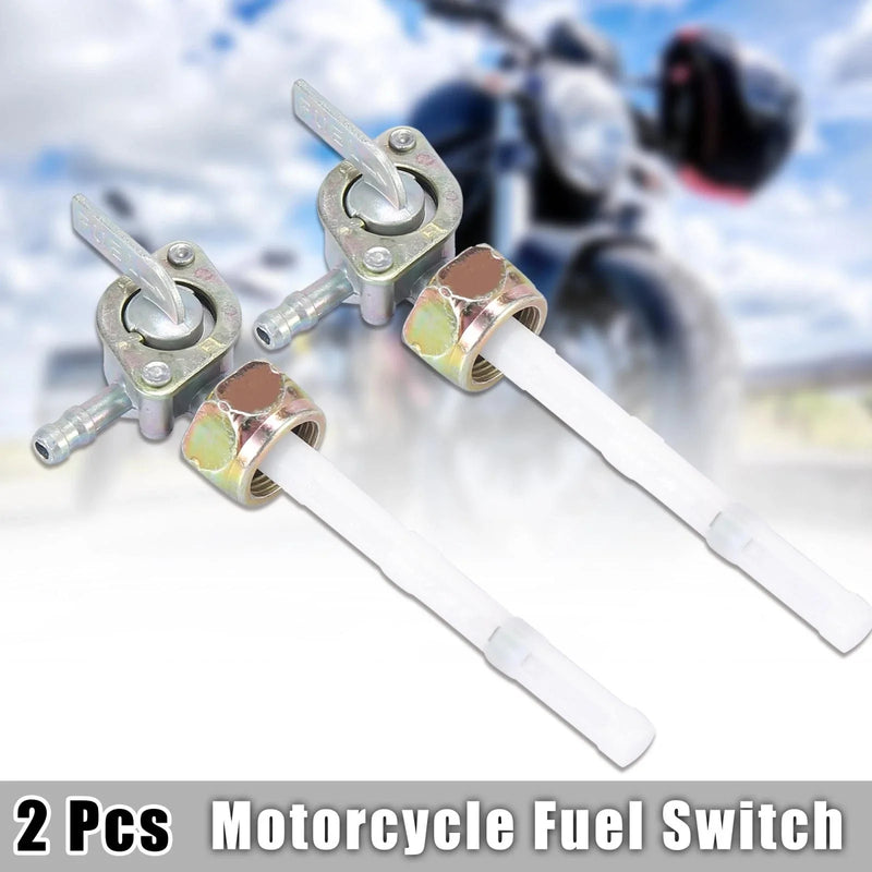 JH70 2 x Silver Tone Metal Motorcycle Oil Fuel Gas Tank Petcock Switch