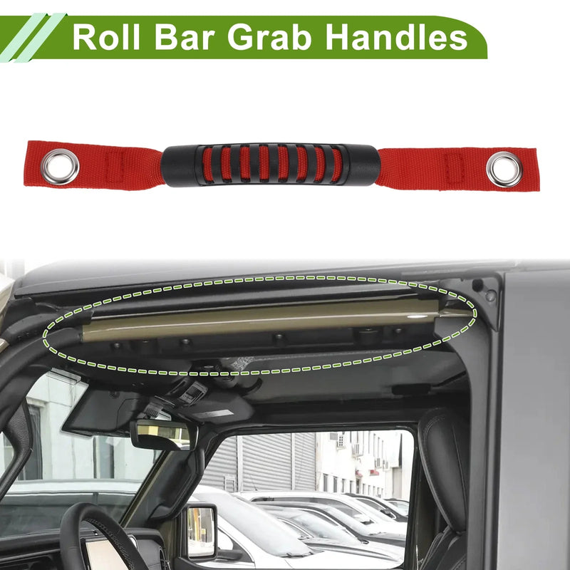 Jeep Wrangler 2018-2024 - Black & Red Roll Bar Grab Handles