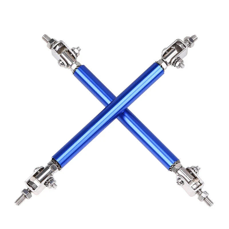 Universal Blue Adjustable Front Bumper Lip Splitter Strut Rod Tie Support Bar
