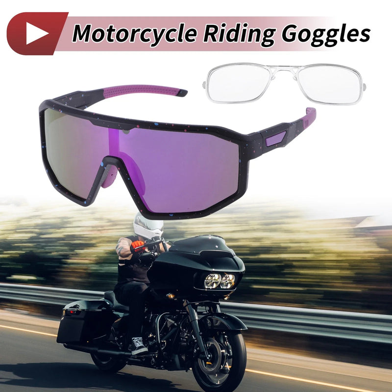 Motorcycle Riding Goggles Purple Lens Black Red Blue Purple Spot Frame