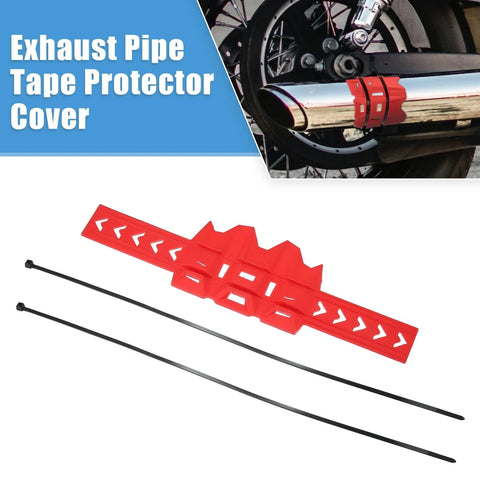 Universal Motorcycle Exhaust Pipe with Cable Tie Red End Heat Shield Guard