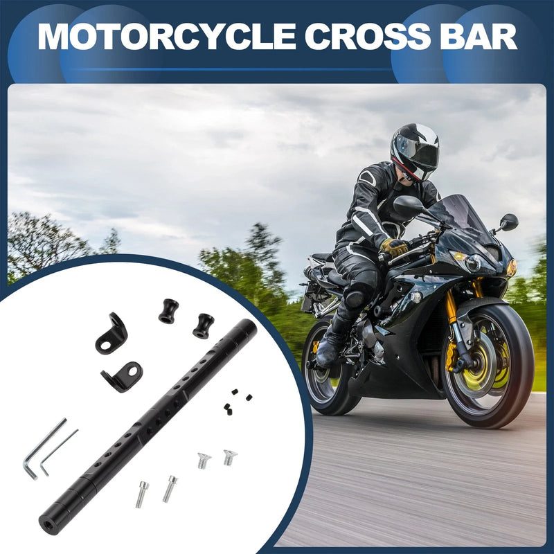 Motorcycle Cross Bar 29cm Mirror Mount Black