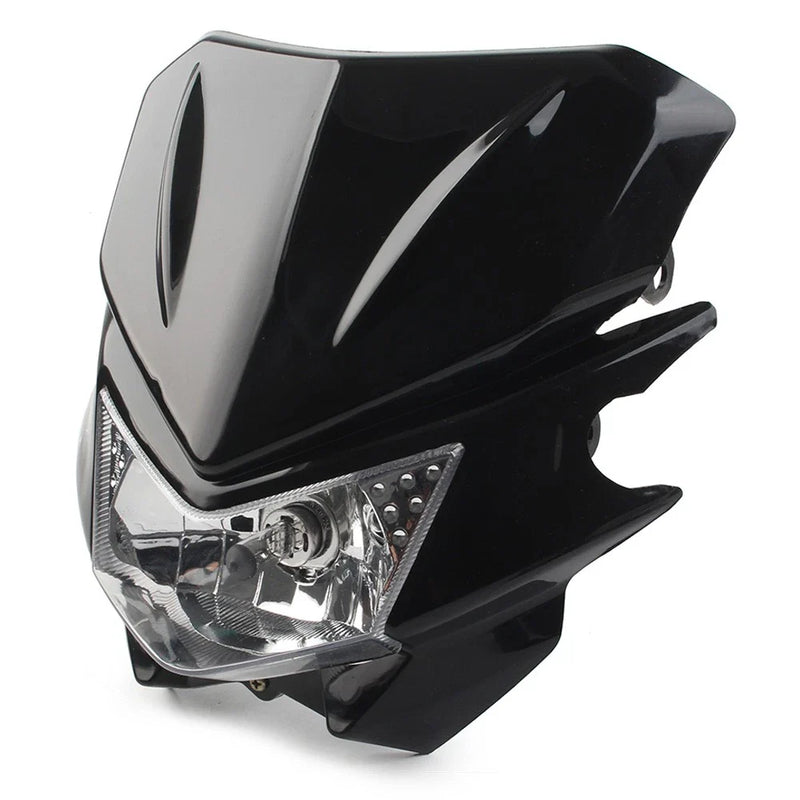 Universal Fit Street Fighter Dirt Bike Black Headlight Lamp Fairing Hi/Lo