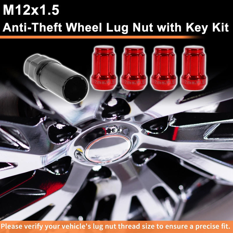 Honda, Toyota M12x1.5 Tire Wheel Locking Nut Set with Socket Key (2010-2023)