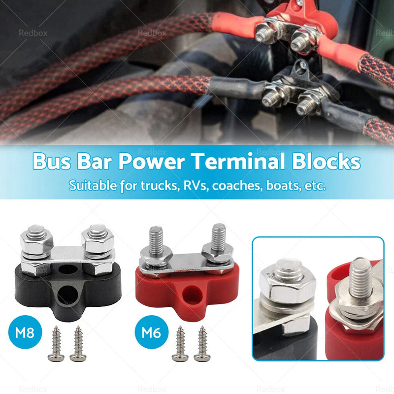 Power Distribution M6 Negative & M8 Positive Bus Bar Power Terminal Blocks