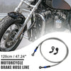 Motorcycle Brake Hose 120cm 90 Degree Motorcycle Braided Line Silver Tone
