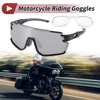 Motorcycle Motorcycle Riding Goggles Silver Tone Gray Lens Black Frame