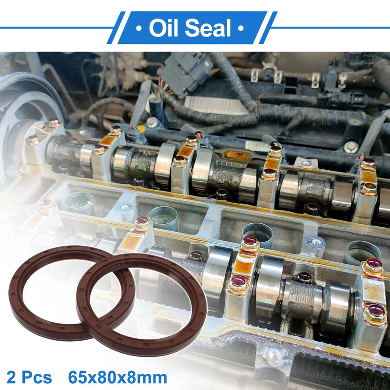 Make Model Oil Seal 65x80x8mm Brown 2 x Rotary Shaft Seal FKM Rubber