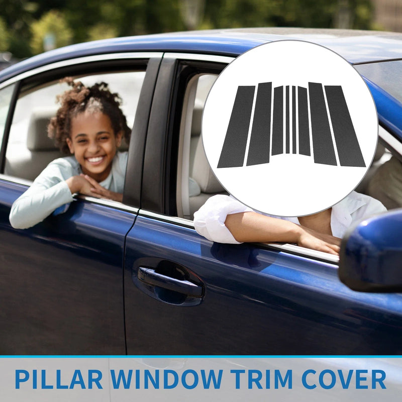 Toyota Highlander 8 x Door Pillar Window Trim Carbon Fiber Pattern Black