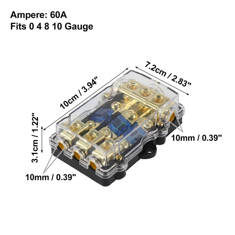 Car 3 x Way Fuse Holder Distribution Block with 60A Mini ANL Fuse